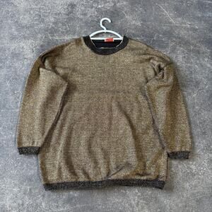 Vintage 80s Spunky Oversized Sweater Womens XL Black Gold Metallic Shimmer